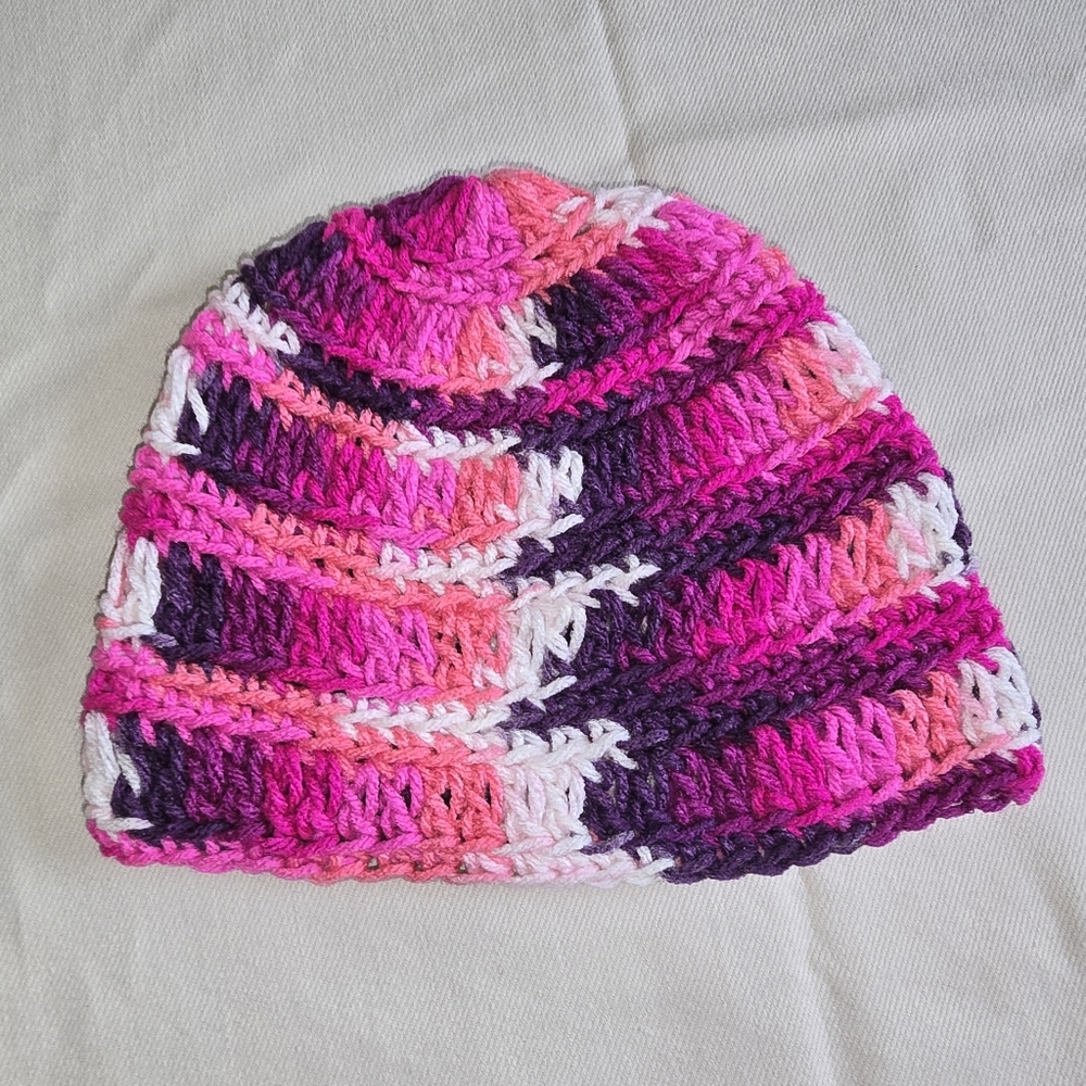 Pink and purple crochet beanie crochet beanieseason - Picture 3 of 7